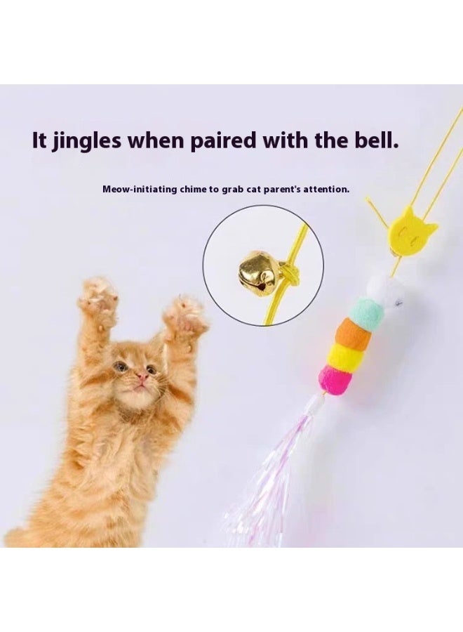 مجموعة 6 ألعاب معلّقة للقطط المنزلية لجميع الأعمار، ألعاب لعب ذاتي تفاعلية مع زنبرك وجرس، تثبيت لاصق على إطار الباب والزجاج والخزائن، ألعاب ريش بدون مجهود للمالك - Image 3